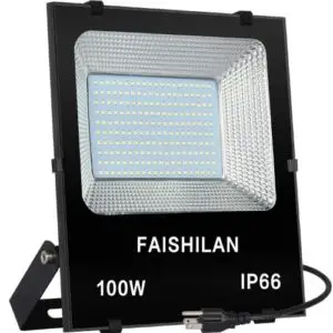 FAISHILAN 100W LED Flood Light Outdoor IP66 Waterproof with US-3 Plug 10000Lm for Garage,Garden,Yard-min
