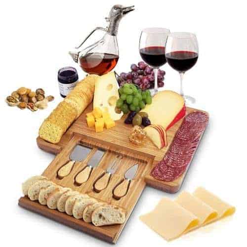 Home Euphoria 100% Natural Bamboo Cheese Board and Cutlery Set