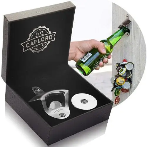 Bottle Opener Wall Mounted with Magnetic Cap Catcher
