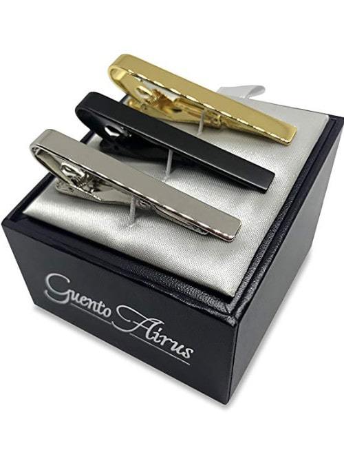 Guento Airus 3pc Mens Tie Bar Clip for Regular Necktie